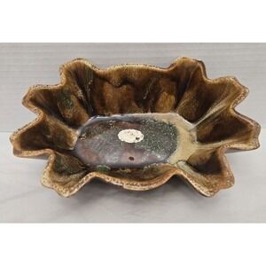 Vintage Dryden Pottery Footed Fluted Dish -‎ Hot Springs AR - 8" X 6" -Rare-EUC